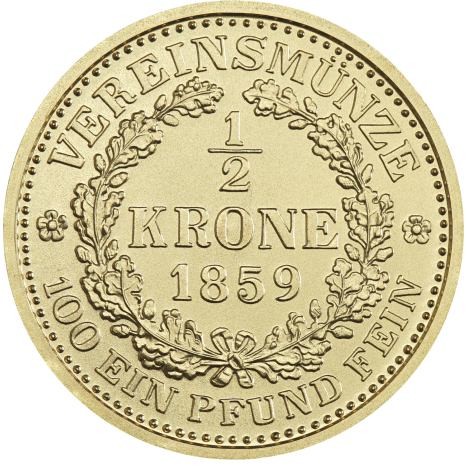 Zlatá medaila - Kremnické razby Františka Jozefa - spolková 1/2 koruna 1859