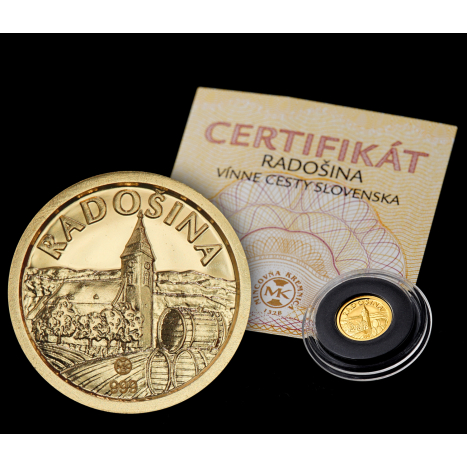 Medaila zlatá a certifikat -  Radošina - Nitrianska vínna cesta