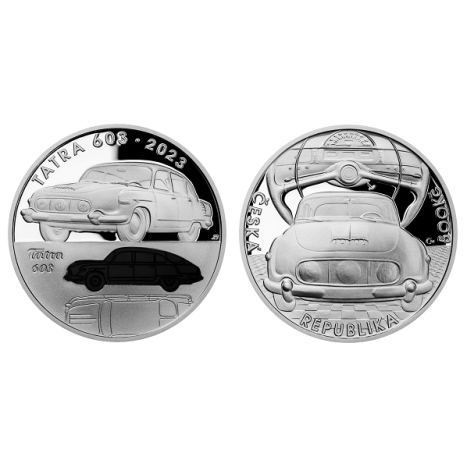 Strieborná minca 500 Kč/2023 proof "Osobný automobil Tatra 603"