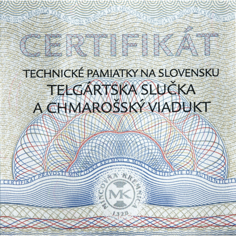 Strieborná medaila Telgártska slučka a Chmarošský viadukt - certifikát
