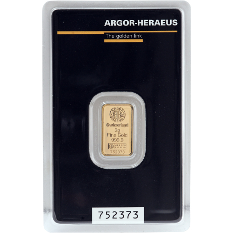 Investičné zlato - zlatá tehlička 2 g - Argor-Heraeus