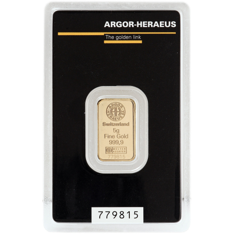 Investičné zlato - zlatá tehlička 5 g - Argor-Heraeus