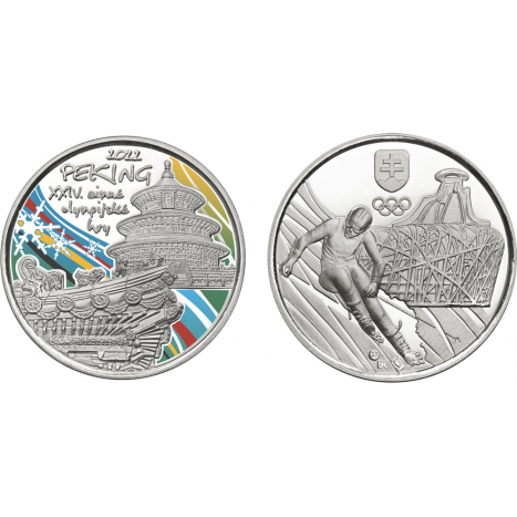 Súbor mincí SR 2022 proof-like v drevenej kazete Zimné olympijské hry - Peking 2022 - žeton