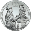 Strieborná medaila - pokovenie ródiom - 100.výročie začatia razby prvej československej jednokorunovej mince