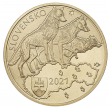 Zberateľská eurominca z obyčajných kovov v nominálnej hodnote 5 eur s tematikou Fauna a flóra na Slovensku vlk dravý