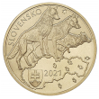 Zberateľská eurominca z obyčajných kovov v nominálnej hodnote 5 eur s tematikou Fauna a flóra na Slovensku vlk dravý
